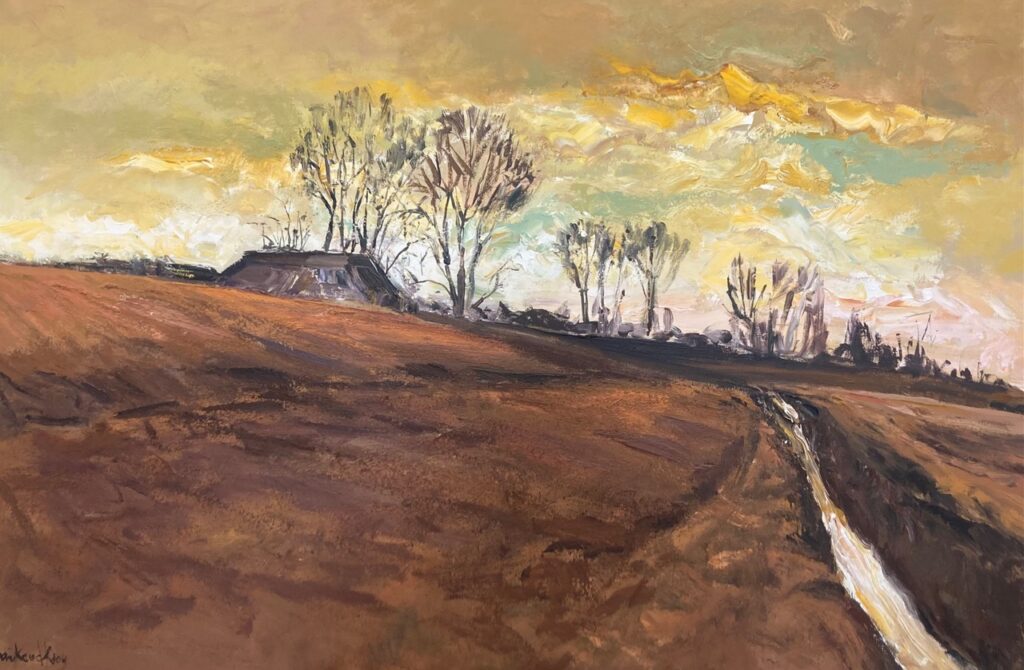 Bij de Allersmaborg, 2025. Acryl op linnen, 100 bij 150 cm