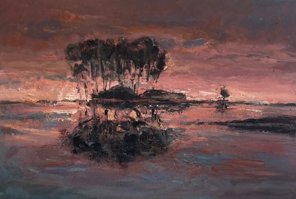 De rivier, 2025. Acryl op linnen, 80 bij 120 cm