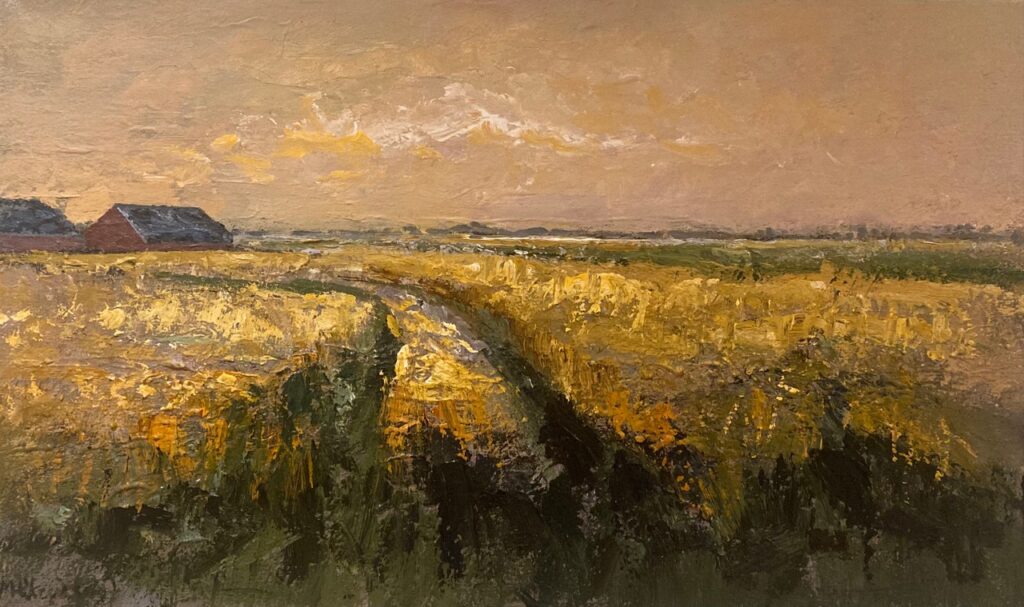 Zomeravond. Acryl op linnen, 60 bij 100 cm